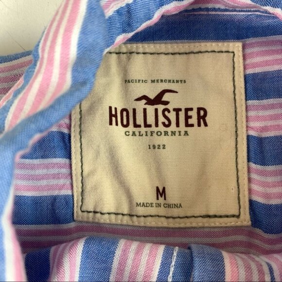𝅺Hollister Cotton Striped Button  Up size Medium - Picture 4 of 11